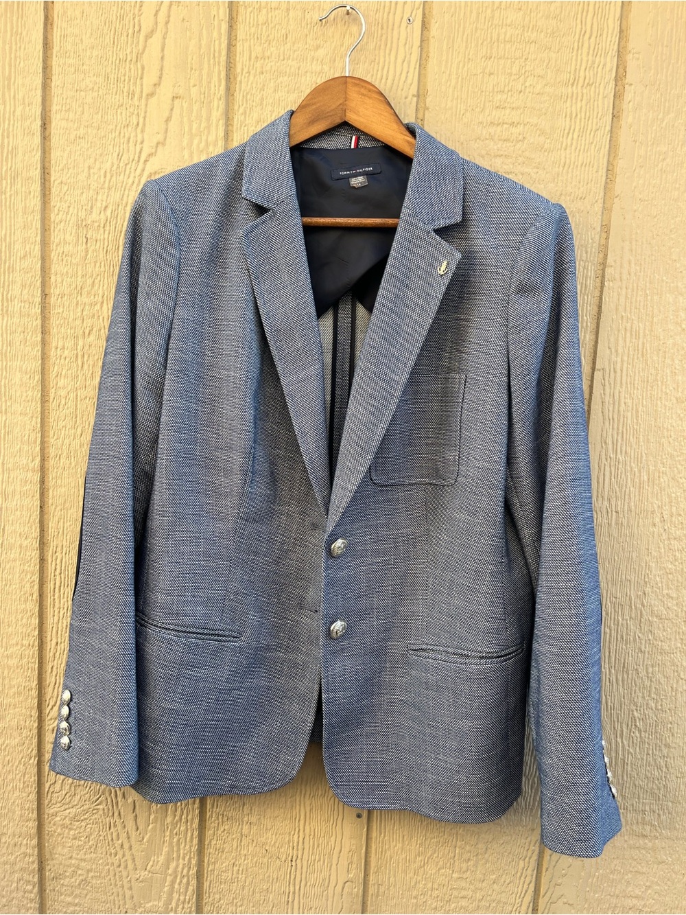 Tommy Hilfiger Boys Blue White Micro Stripe Legacy Blazer — Size 14